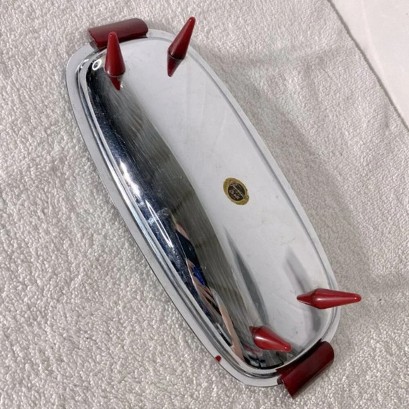 Vintage Glo Hill Gourmates Chrome Serving Tray With Bakelite Handles - Picture 4 of 12